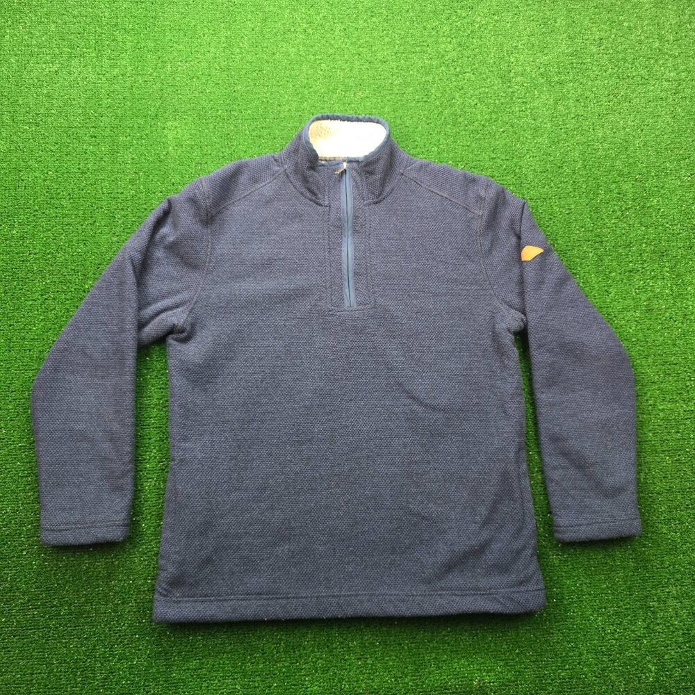 Orvis Sweater Men Small Blue Long Sleeve 1/4 Zip Pullover Fleece Lined Outdoors
